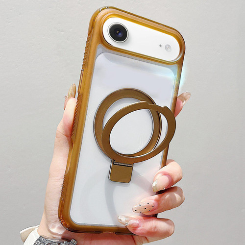 iPhone Air Translucent Edge Transparency Metal Holder MagSafe Phone Case - Coffee