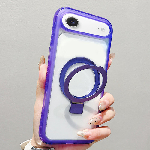 iPhone Air Translucent Edge Transparency Metal Holder MagSafe Phone Case - Purple