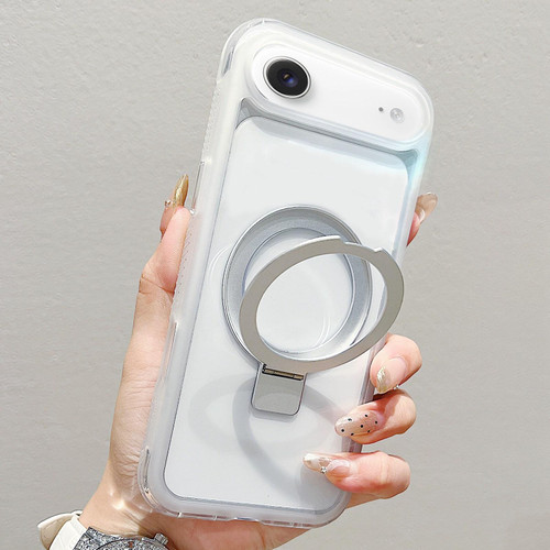iPhone Air Translucent Edge Transparency Metal Holder MagSafe Phone Case - White