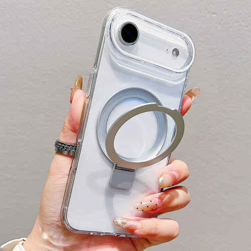 iPhone Air Transparent Colorful Metal Ring Holder MagSafe Phone Case - Transparent