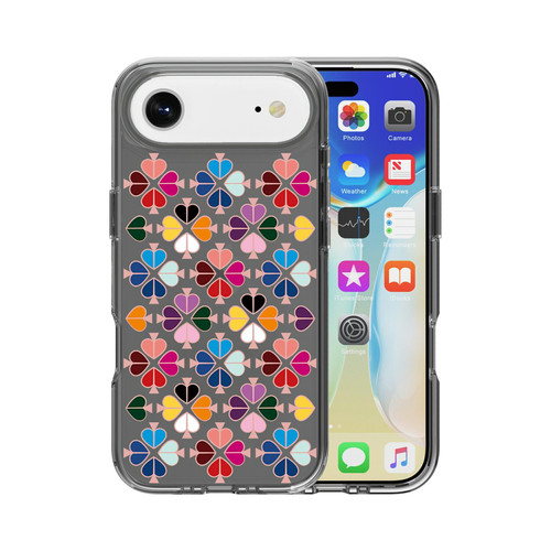 iPhone Air Transparent Crystal Red Heart Pattern Phone Case - Black