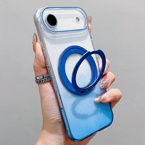 iPhone Air Transparent Gradient 360 Degree Rotation Holder MagSafe Phone Case - Blue