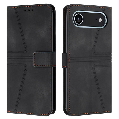 iPhone Air Triangle Solid Color Leather Phone Case - Black