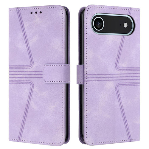 iPhone Air Triangle Solid Color Leather Phone Case - Purple