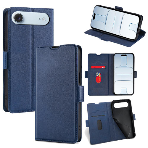 iPhone Air Ultra-thin Voltage Side Buckle Horizontal Flip Leather Phone Case - Blue
