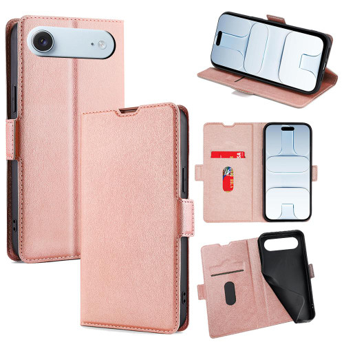 iPhone Air Ultra-thin Voltage Side Buckle Horizontal Flip Leather Phone Case - Rose Gold