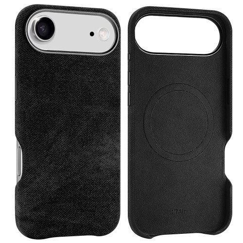 iPhone Air VIETAO Retro Denim Texture PU Leather MagSafe Phone Case - Black