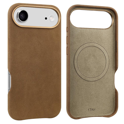 iPhone Air VIETAO Suede MagSafe PU Leather Phone Case - Dark Brown