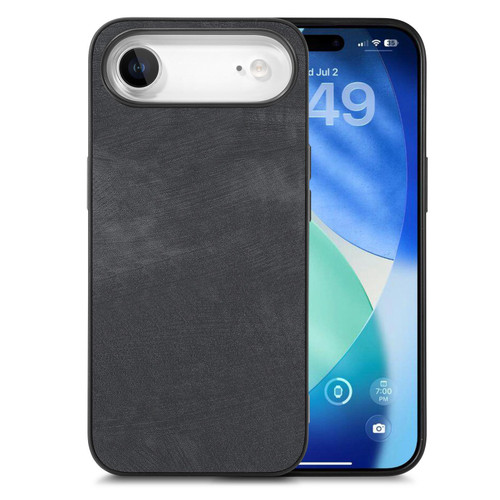 iPhone Air Vintage Leather PC Back Cover Phone Case - Black