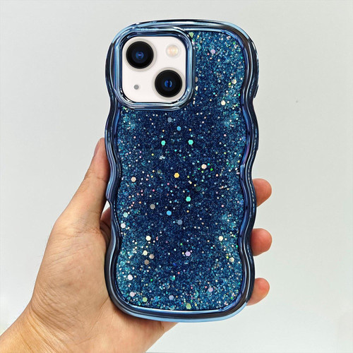 iPhone Air Wave Glitter Sequined Electroplated Phone Case - Blue