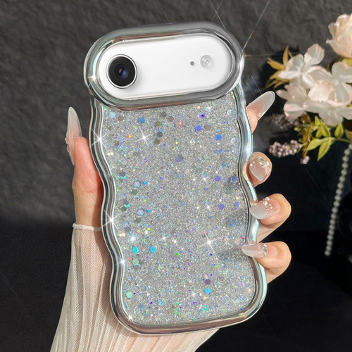 iPhone Air Wave Glitter Sequined Electroplated Phone Case - Silver