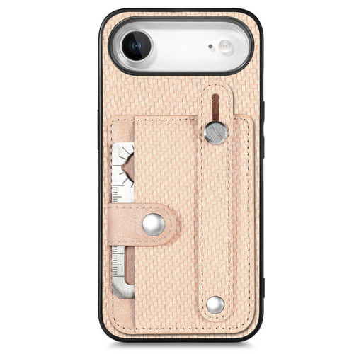 iPhone Air Wristband Kickstand Card Wallet Back Phone Case with Tool Knife - Khaki