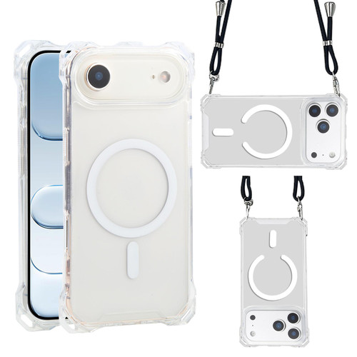 iPhone Air XDcase Four-Corner Hole Shockproof Magnetic Phone Case, Lanyard Not Included - Transparent