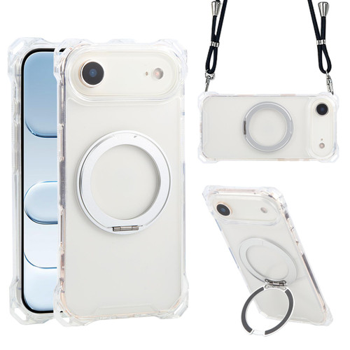 iPhone Air XDcase Pivot Stand Four-Corner Hole Magnetic Phone Case, Lanyard Not Included - Transparent