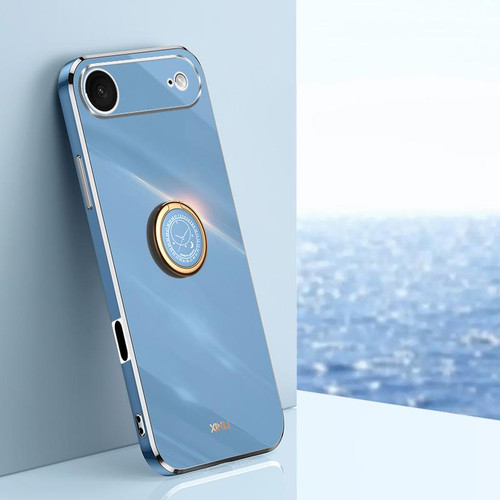 iPhone Air XINLI Straight Edge 6D Electroplate TPU Phone Case with Ring Holder - Celestial Blue