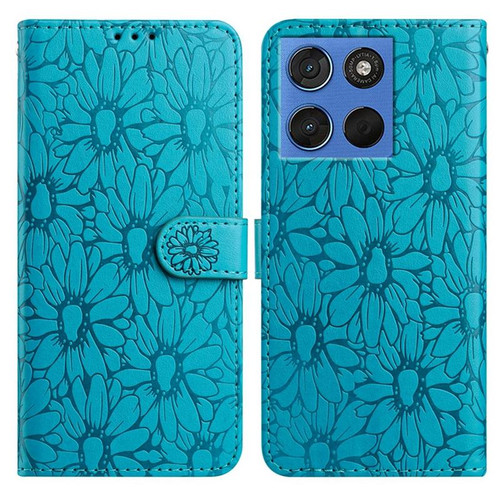 Moto G 2025 / Moto G 2026 Daisy Embossed Leather Phone Case - Blue