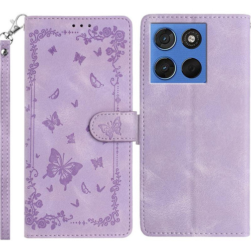 Moto G 2025 / Moto G 2026 Secret Garden Butterfly Pattern Leather Phone Case - Purple
