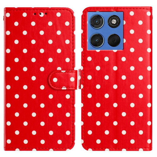 Moto G 2025 / Moto G 2026 Small Dots Pattern Vegan Leather Phone Case - Red