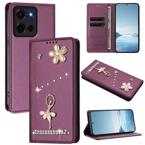 Moto G 2026 Ballet Girl Diamond Studded RFID Vegan Leather Phone Case - Violet