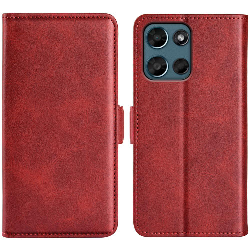 Moto G 2026 Dual-side Magnetic Buckle Horizontal Flip Leather Phone Case - Red