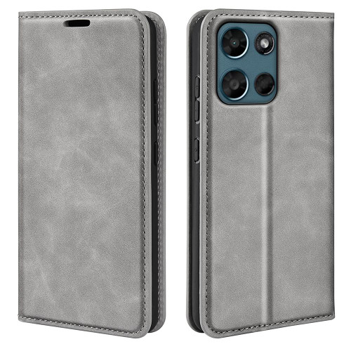 Moto G 2026 Retro-skin Magnetic Suction Leather Phone Case - Grey