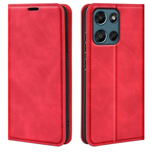 Moto G 2026 Retro-skin Magnetic Suction Leather Phone Case - Red