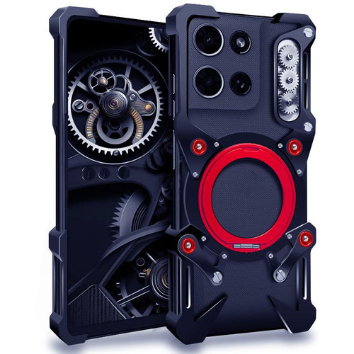 Moto G Power 2026 Rotating Bracket Hollow Metal Phone Case with Lanyard - Black