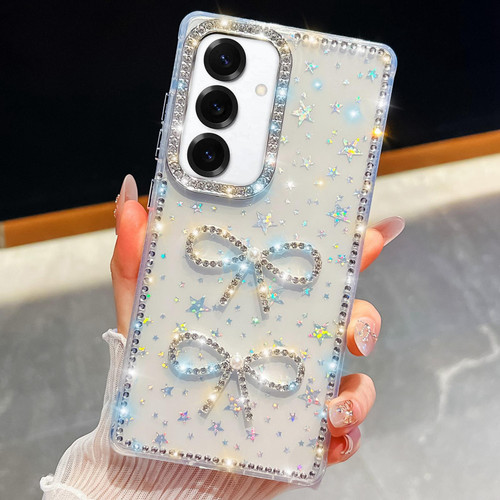 Samsung Galaxy A16 5G Diamond Glitter Dual Bow-knot Shockproof Phone Case - Transparent Stars