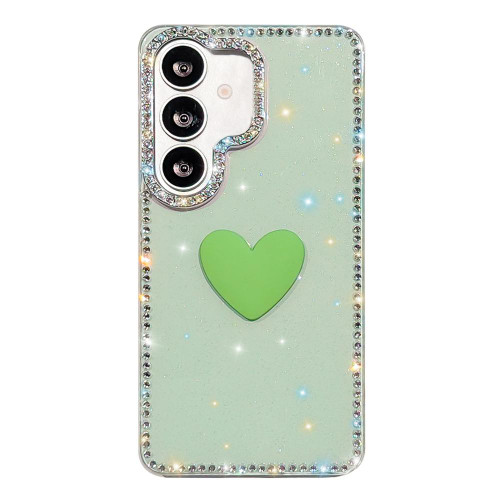 Samsung Galaxy A16 5G Flash Rhinestone Double-sided IMD Love Heart Phone Case - Glitter Green