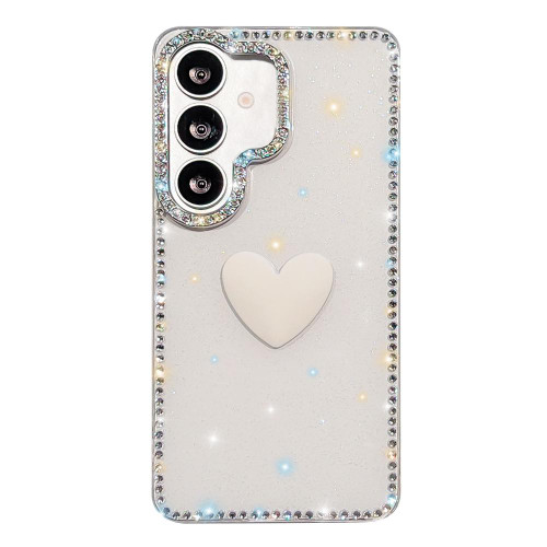 Samsung Galaxy A16 5G Flash Rhinestone Double-sided IMD Love Heart Phone Case - Glitter White
