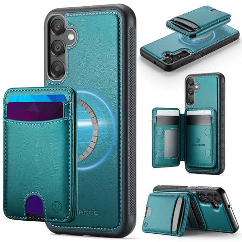 Samsung Galaxy A16 5G JEEHOOD J10 Flip Card Bag MagSafe Split RFID Leather Phone Case - Green