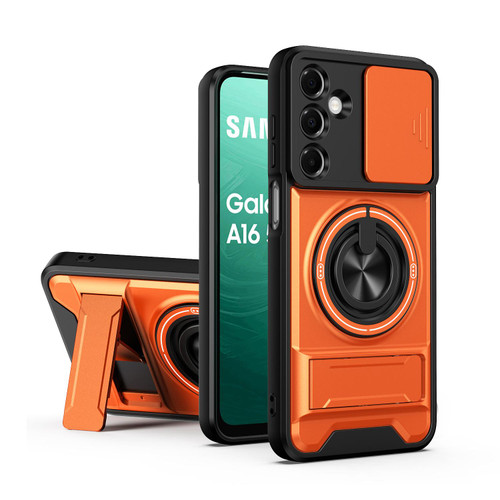 Samsung Galaxy A16 5G Lens Sliding Window Multifunctional Magnetic Shockproof Phone Case - Orange