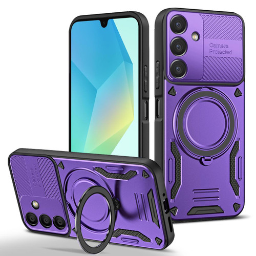 Samsung Galaxy A16 5G MagSafe 2 in 1 TPU Phone Case with Rotating Holder - Purple