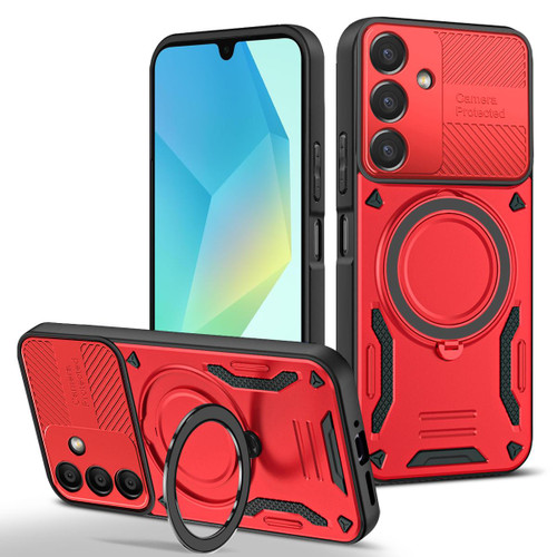 Samsung Galaxy A16 5G MagSafe 2 in 1 TPU Phone Case with Rotating Holder - Red