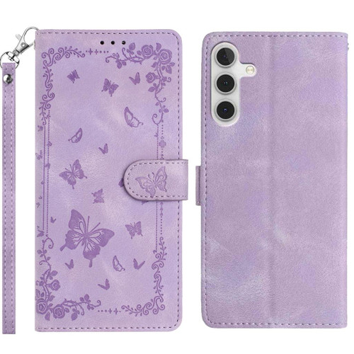 Samsung Galaxy A16 5G Secret Garden Butterfly Pattern Leather Phone Case - Purple
