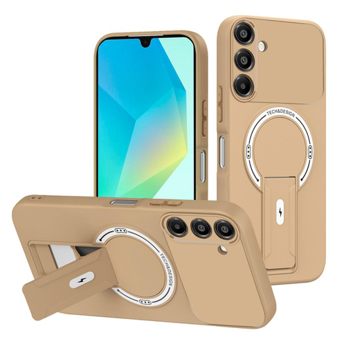 Samsung Galaxy A16 5G Skin Feel MagSafe Phone Case with Holder - Brown