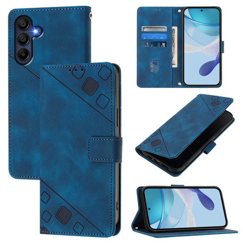 Samsung Galaxy A16 5G Skin-feel Embossed Leather Phone Case - Blue