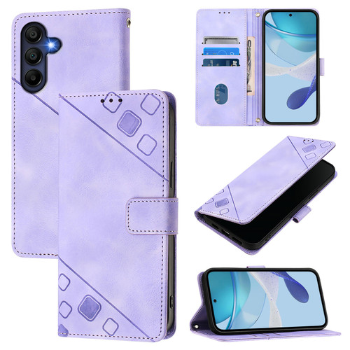 Samsung Galaxy A16 5G Skin-feel Embossed Leather Phone Case - Light Purple