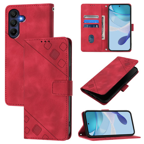 Samsung Galaxy A16 5G Skin-feel Embossed Leather Phone Case - Red