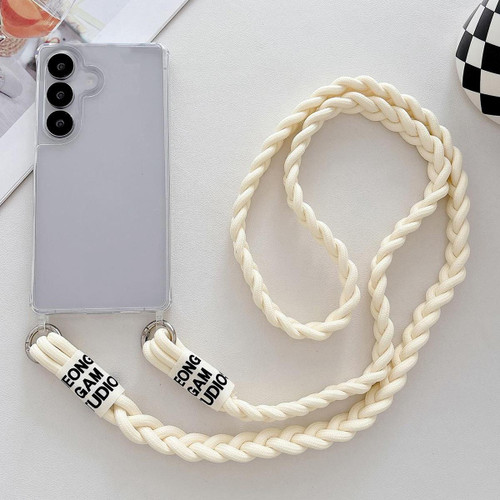 Samsung Galaxy A16 5G Transparent Acrylic Shockproof Phone Case with Crossbody Lanyard - Beige