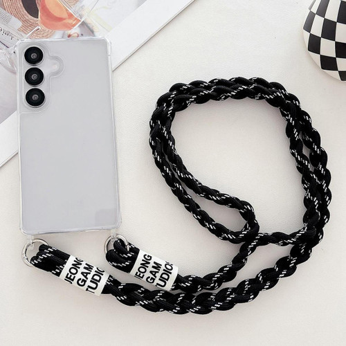 Samsung Galaxy A16 5G Transparent Acrylic Shockproof Phone Case with Crossbody Lanyard - Black