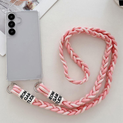 Samsung Galaxy A16 5G Transparent Acrylic Shockproof Phone Case with Crossbody Lanyard - Pink