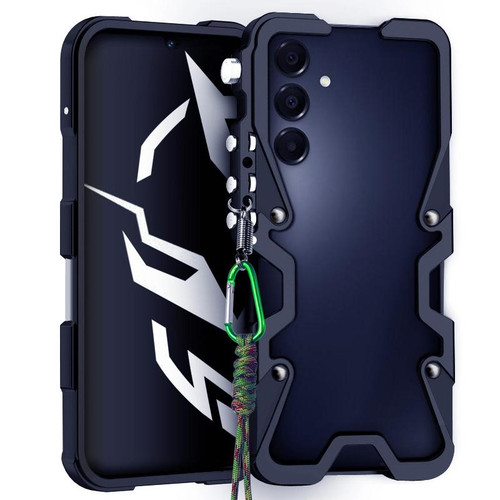 Samsung Galaxy A16 5G Trigger Design Hollow Metal Frame Phone Case with Lanyard - Black