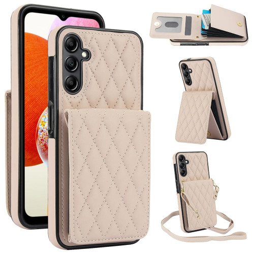 Samsung Galaxy A16 5G YM015 Crossbody Rhombic Card Bag RFID Phone Case - White