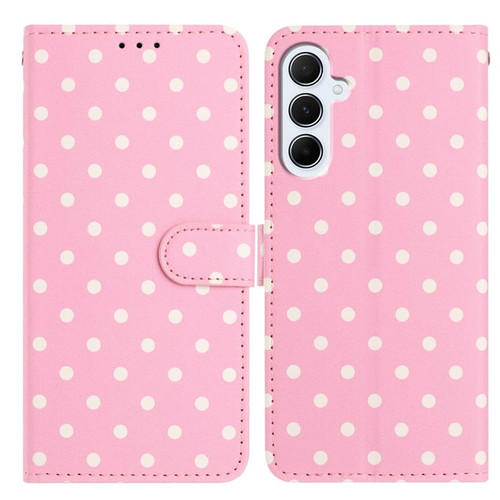 Samsung Galaxy A16 Small Dots Pattern Vegan Leather Phone Case - Pink