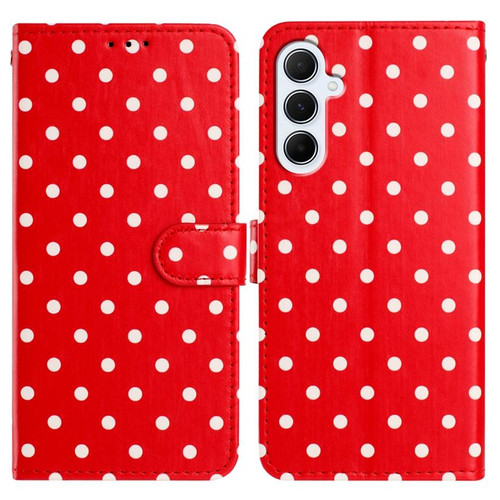 Samsung Galaxy A16 Small Dots Pattern Vegan Leather Phone Case - Red
