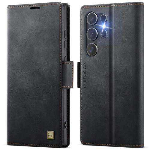 Samsung Galaxy S26 UItra AutSpace A11 Side Buckle MagSafe Magnetic RFID Phone Leather Case - Black
