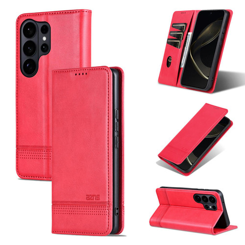 Samsung Galaxy S26 UItra AZNS Magnetic Calf Texture Flip Leather Phone Case - Red