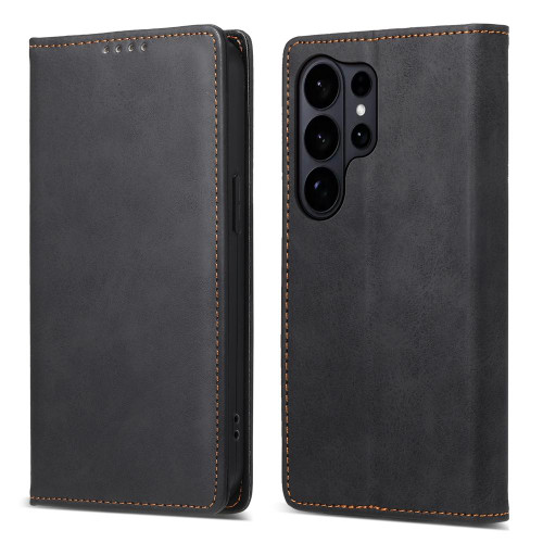 Samsung Galaxy S26 UItra Business Solid Color Magnetic RFID Leather Phone Case - Black