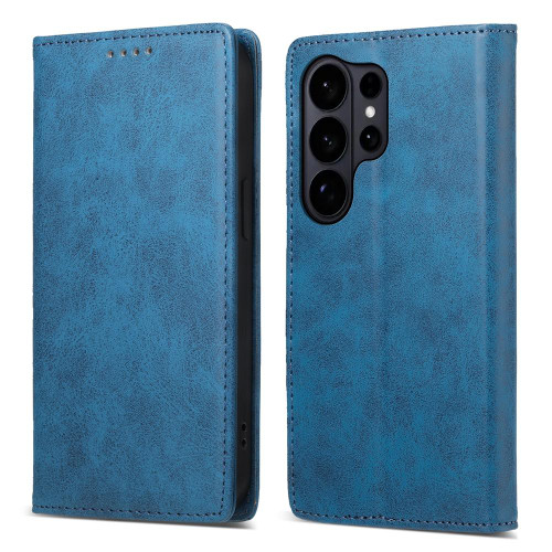 Samsung Galaxy S26 UItra Business Solid Color Magnetic RFID Leather Phone Case - Blue
